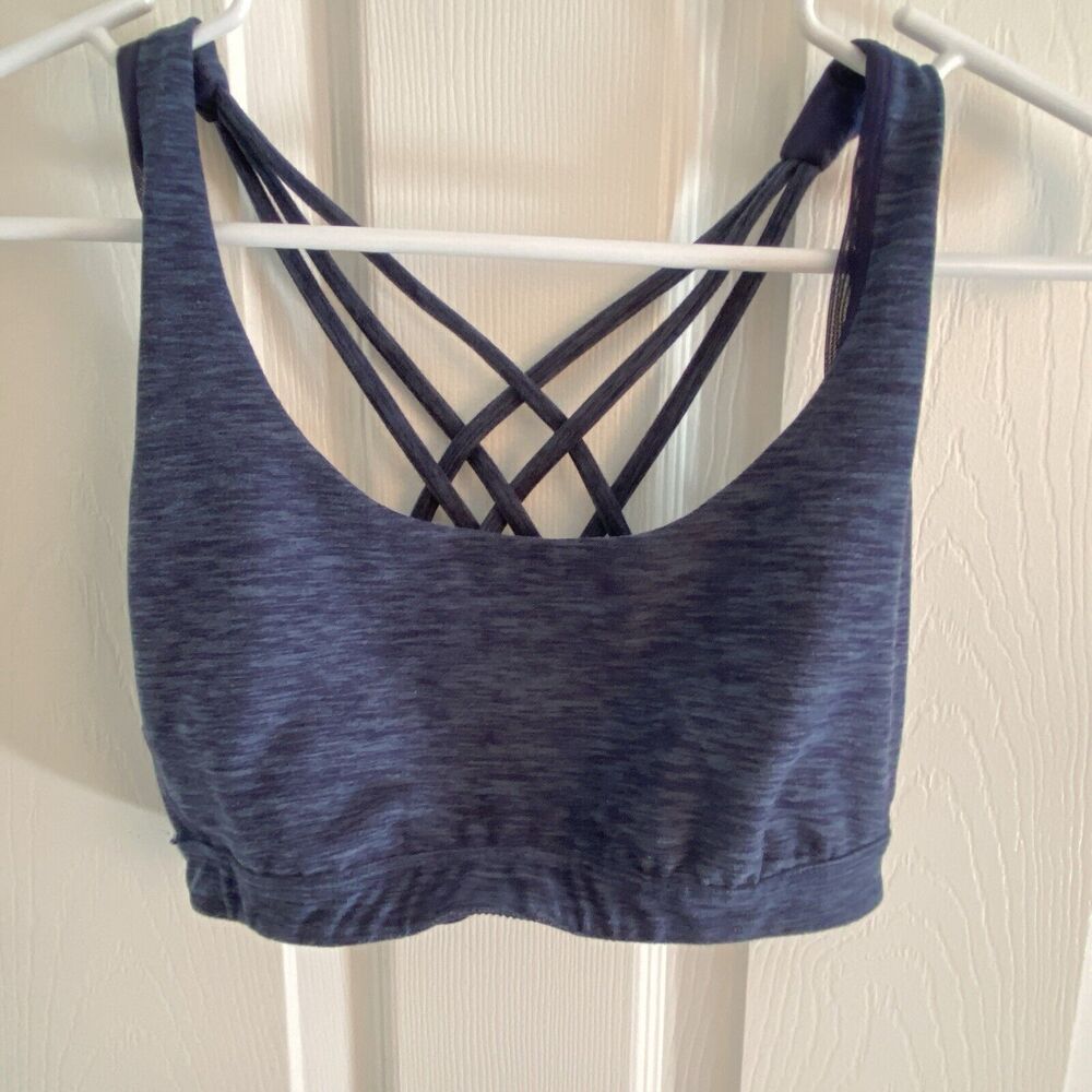 Victoria Secret Sports bra Size small Strappy Blue Heathered Minimal Support